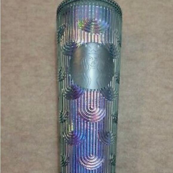 NWT Starbucks 2022 Spring Iridescent Holographic Wave 24oz Cold Cup Tumbler - Picture 2 of 4